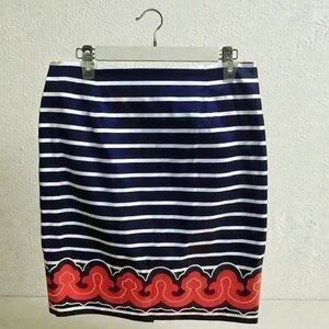 VINEYARD VINES APPLIQUÉ BUSINESS CASUAL STRIPED SPRING PENCIL SKIRT SZ 4